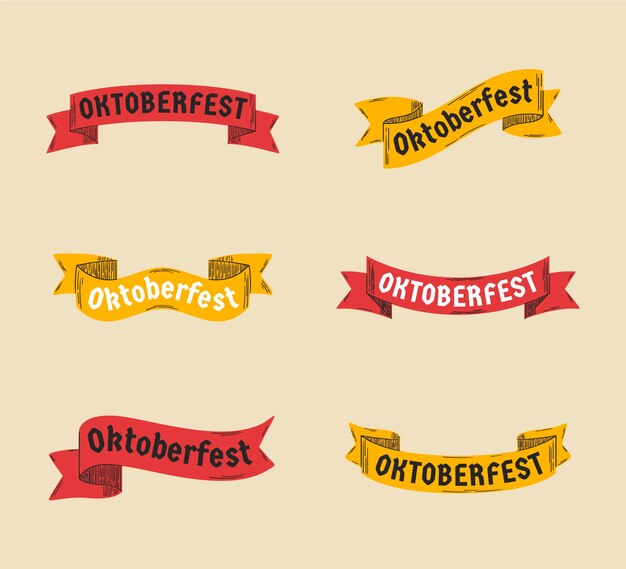 Free vector hand drawn oktoberfest ribbons collection