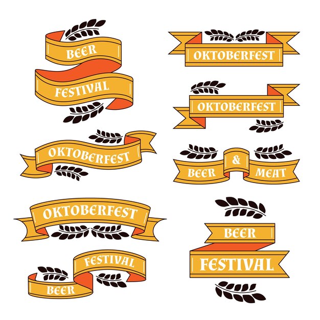 Hand drawn oktoberfest ribbons collection