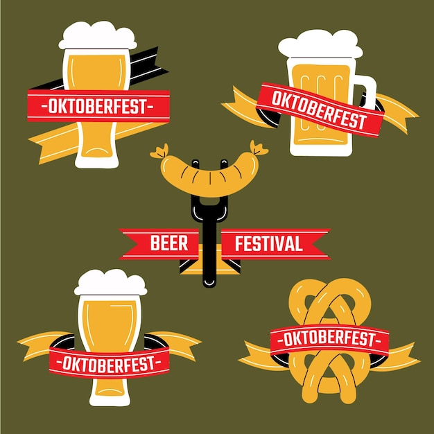 Free vector hand drawn oktoberfest ribbons collection