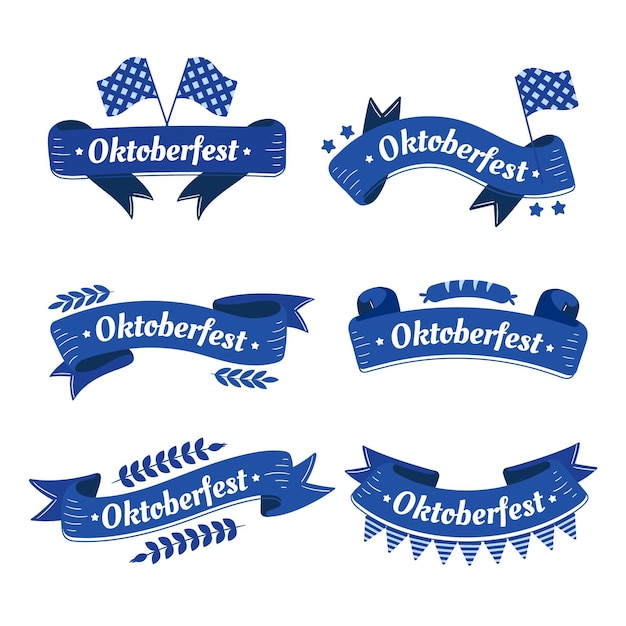 Vettore gratuito collezione di nastri dell'oktoberfest disegnati a mano