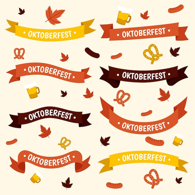 Free vector hand drawn oktoberfest ribbons set