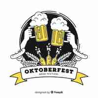 Free vector hand drawn oktoberfest toast with beers