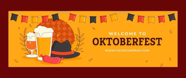 Vettore gratuito intestazione twitter dell'oktoberfest disegnata a mano