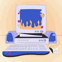 Free vector hand drawn old computer illustration