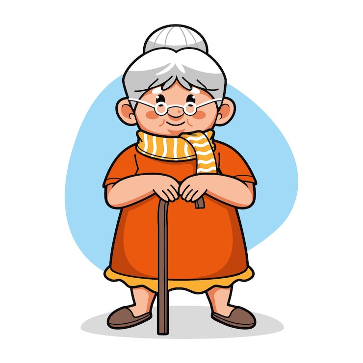 無料Vector 手描きの老婦人漫画イラスト