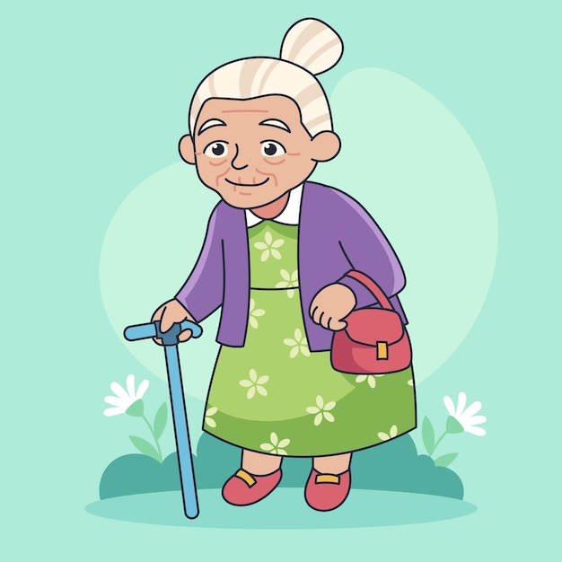 Free vector hand drawn old lady cartoon illustration