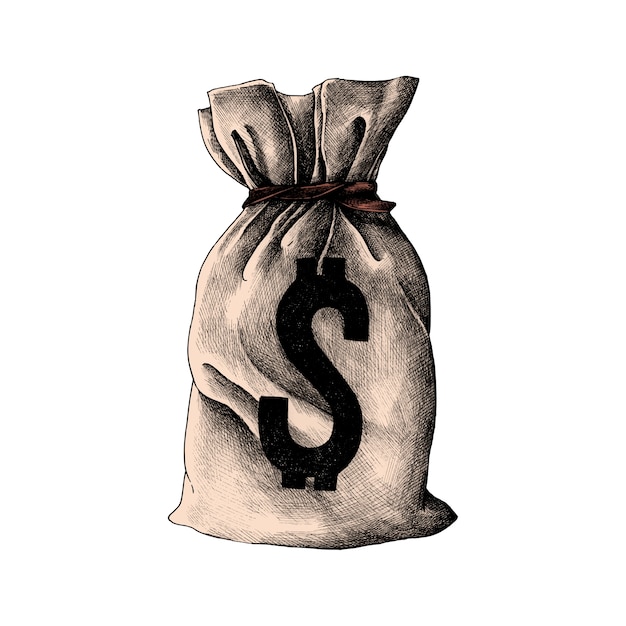 Free vector hand drawn old money bag