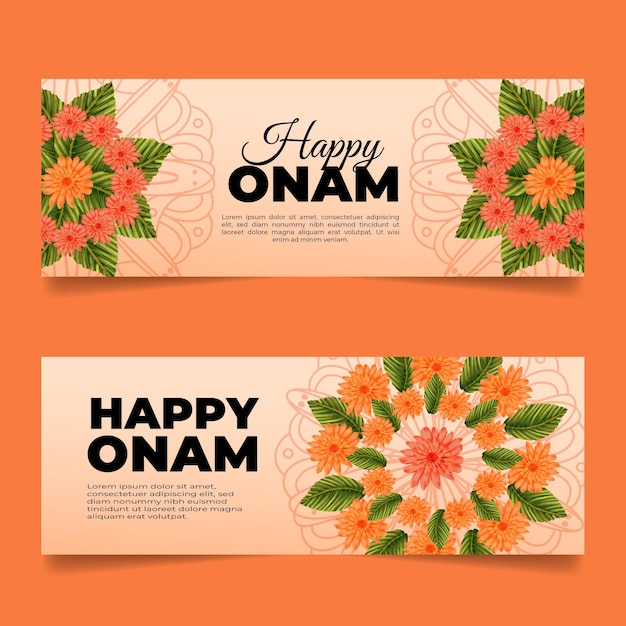 Free vector hand drawn onam banners