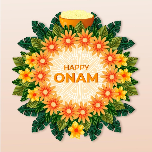 Бесплатное векторное изображение Ручной обращается концепция onam