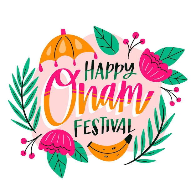 Free vector hand drawn onam concept