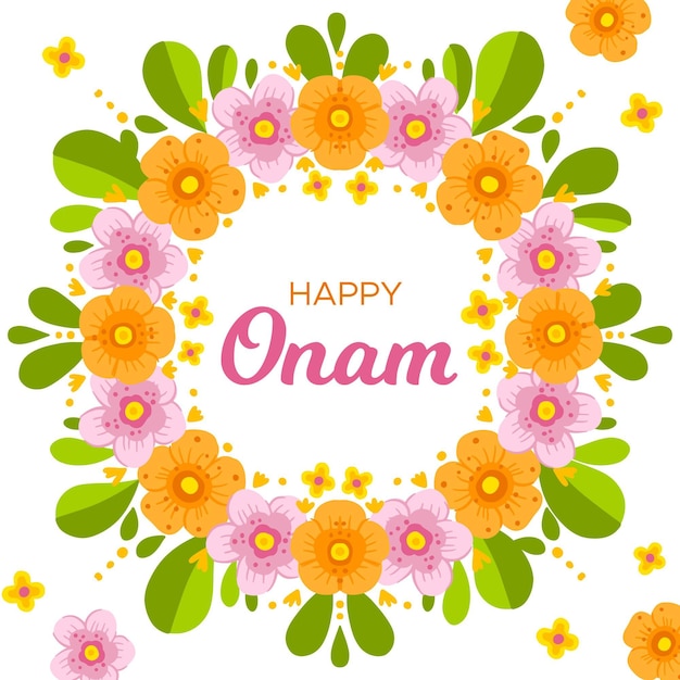 손으로 그린 된 onam 꽃 장식