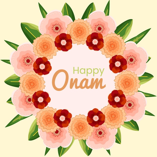 Free vector hand drawn onam floral decoration