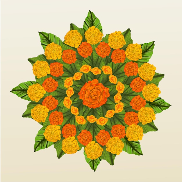 Hand drawn onam floral decoration