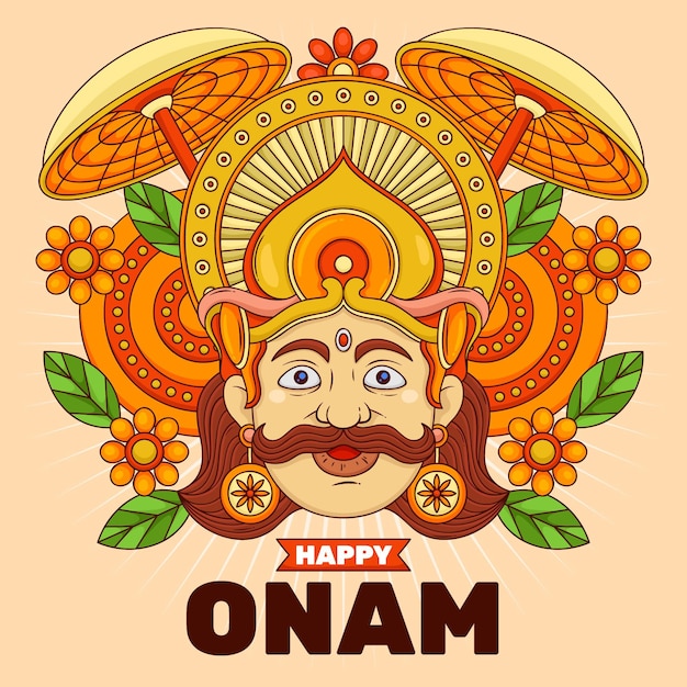 Vettore gratuito illustrazione di onam disegnata a mano