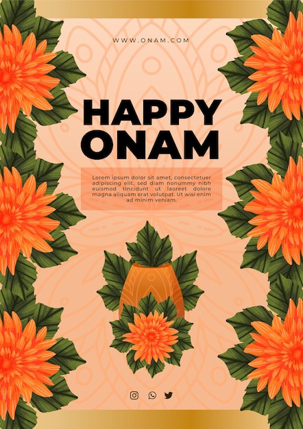 Vettore gratuito poster di onam disegnati a mano