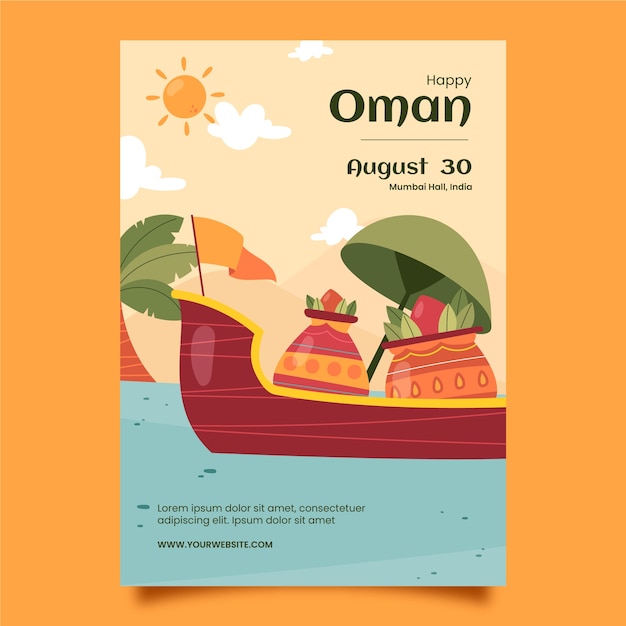 Modello di poster verticale onam disegnato a mano