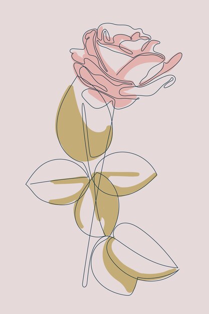 Hand drawn one line art illustration