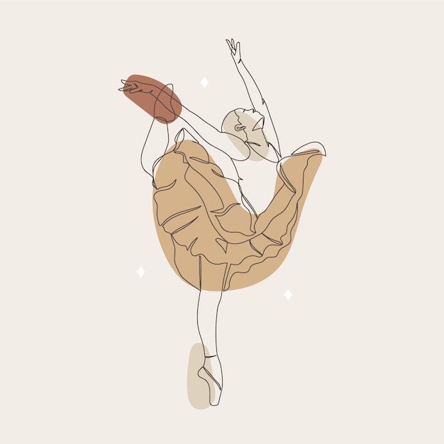 Hand drawn one line art illustration