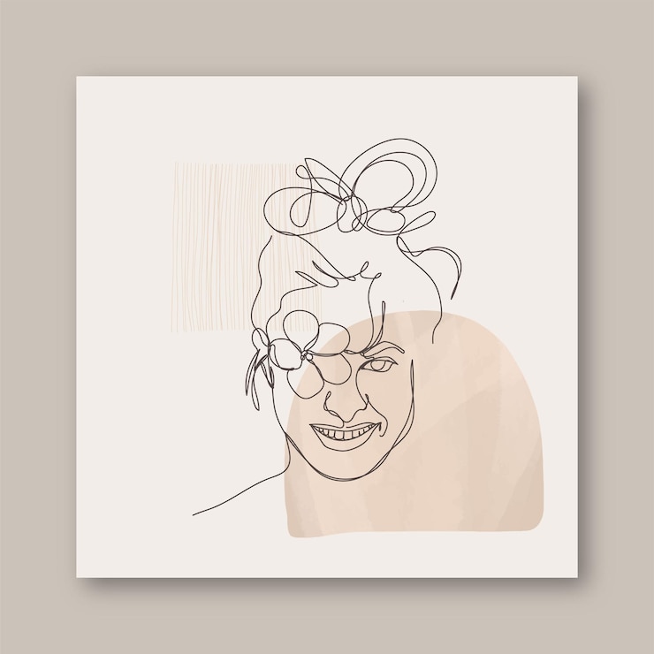 무료 Vector 손으로 그린 한 라인 아트 그림
