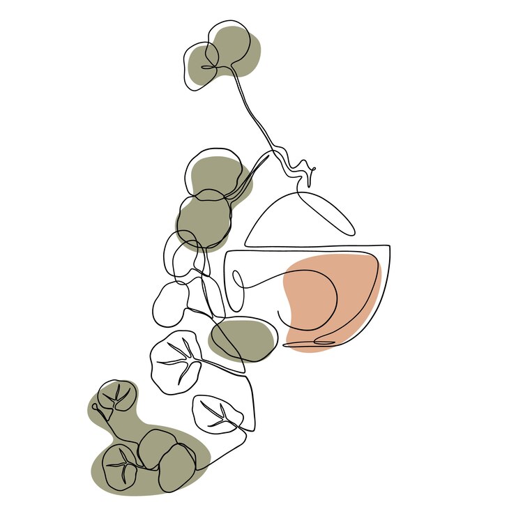 Free Vector hand drawn one line art plant illustration