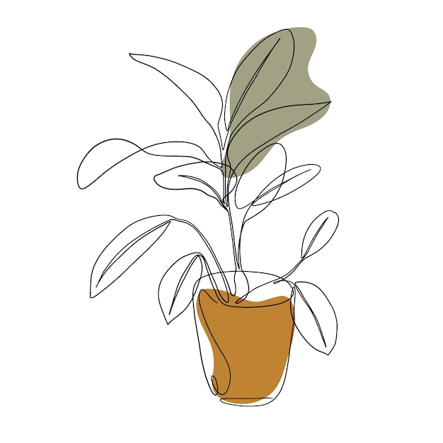 Free vector hand drawn one line art plant illustration