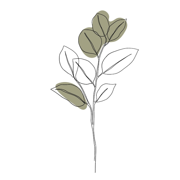 Hand Drawn One Line Art Plant Illustration