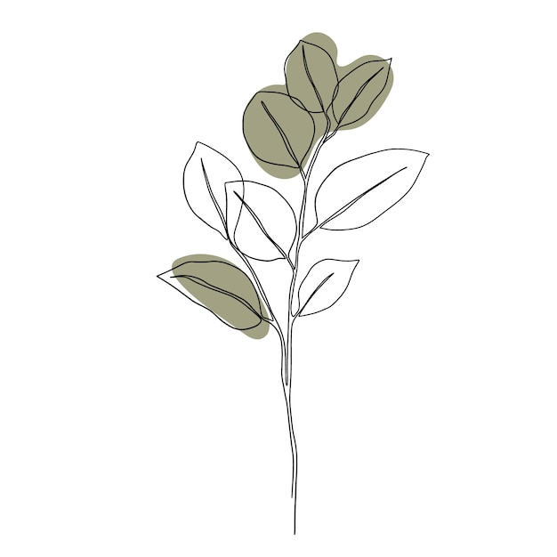 손으로 그린 한 라인 아트 식물 그림