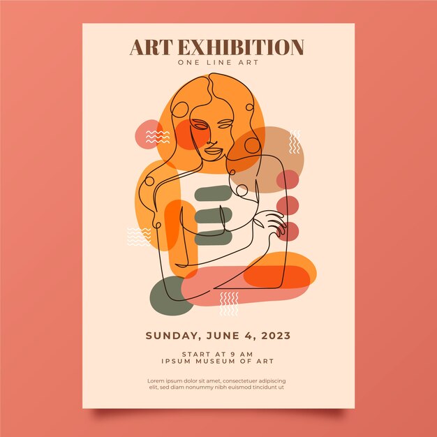 Hand drawn one line art poster