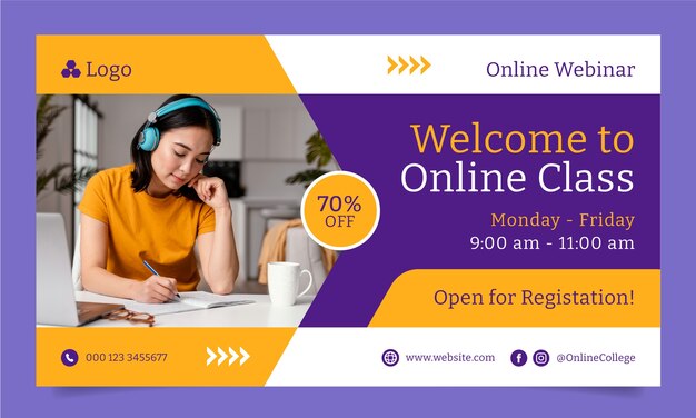 Hand drawn online college template design