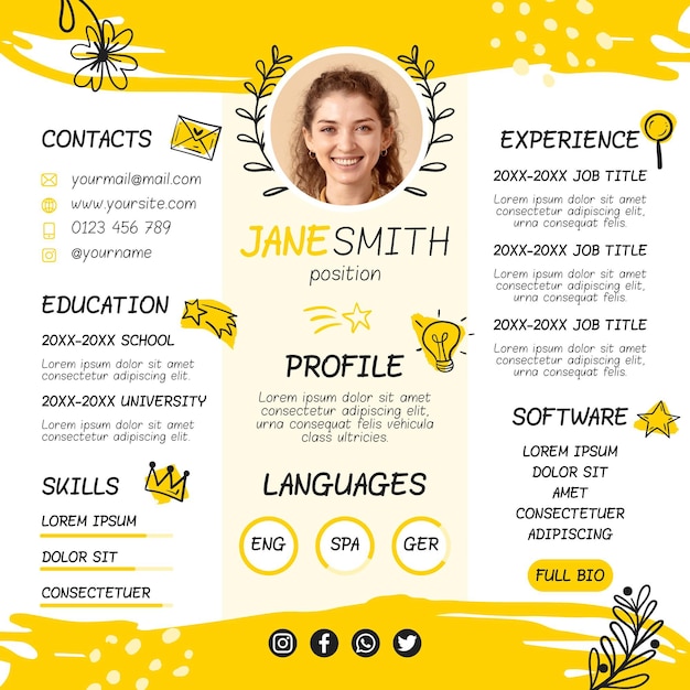 Hand drawn online curriculum vitae