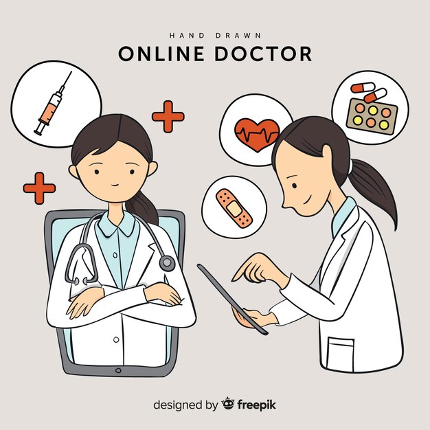 Нарисованная онлайн-концепция врача