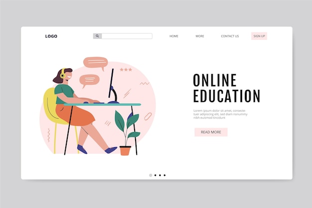 Hand drawn online education landing page