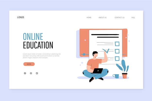 Free vector hand drawn online education landing page