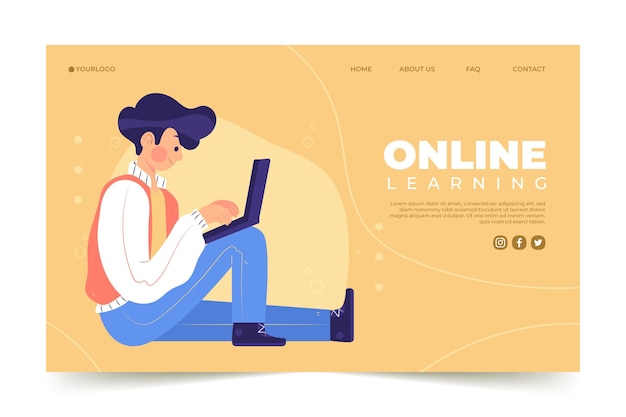 Free vector hand drawn online learning  homepage