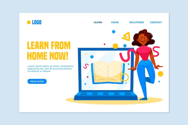 Hand drawn online learning landing page template