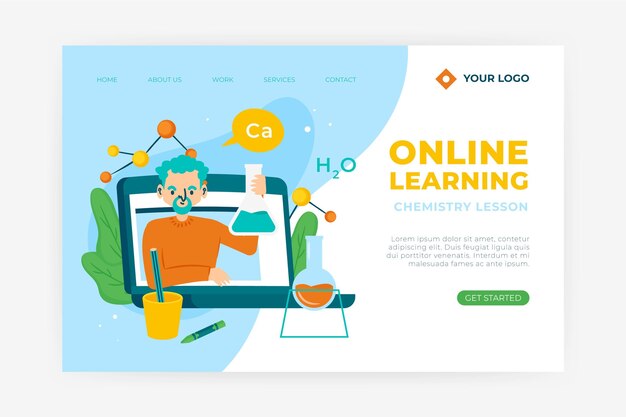 Hand drawn online learning landing page