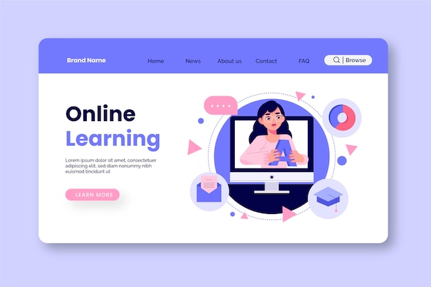 Hand drawn online learning landing page