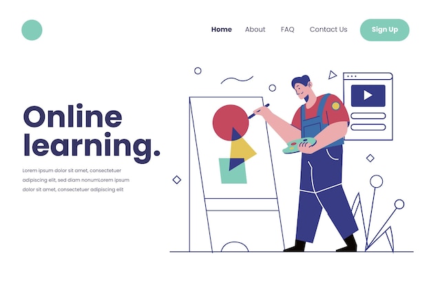 Hand drawn online learning landing page