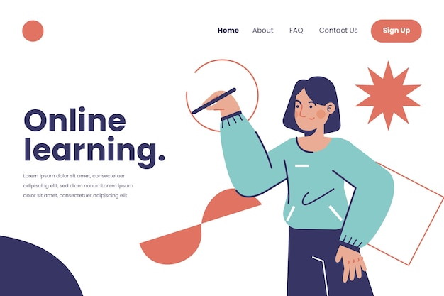 Hand drawn online learning web template