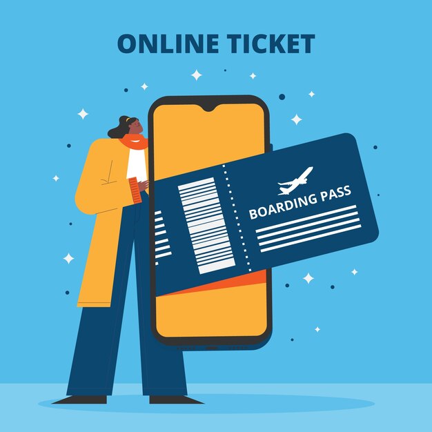 Hand drawn  online ticket illustration