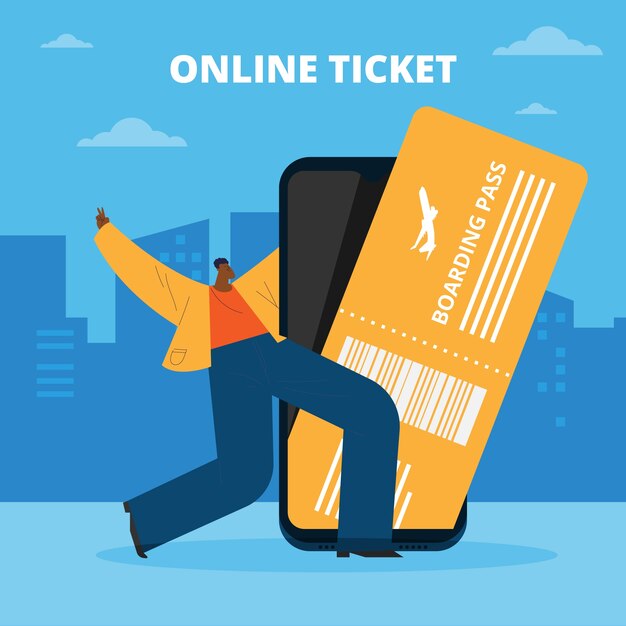 Hand drawn  online ticket illustration