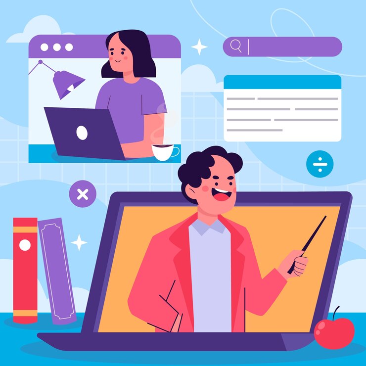 Free Vector hand drawn online tutor illustration