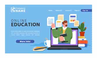 Free vector hand drawn online tutor landing page design