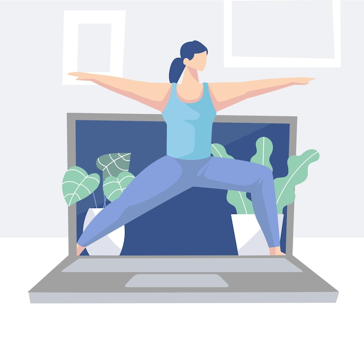 Free Vector hand drawn online yoga class concept