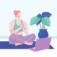 Free vector hand drawn online yoga class concept