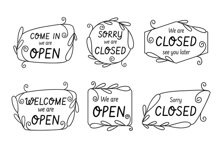 Free Vector hand drawn open and closed sign collection