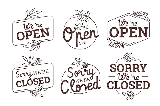 Free vector hand drawn open and closed sign pack