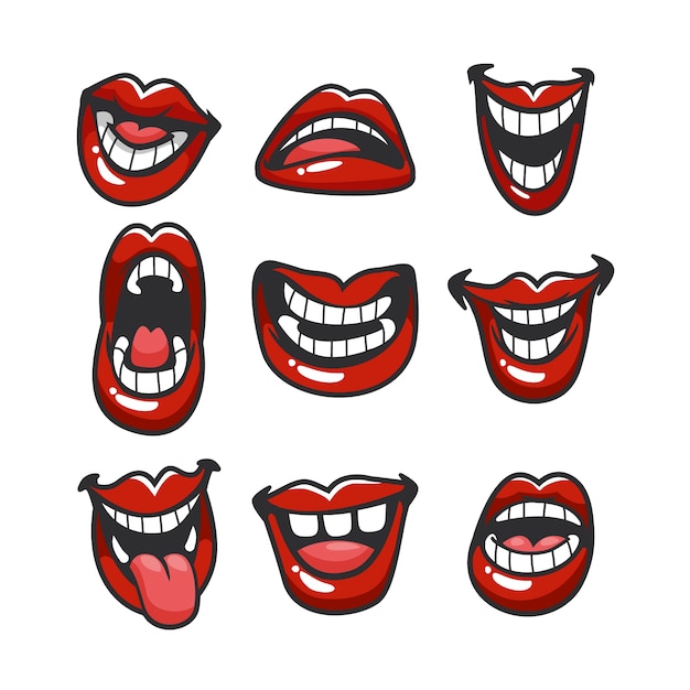 Free vector hand drawn open mouth cartoon illustration