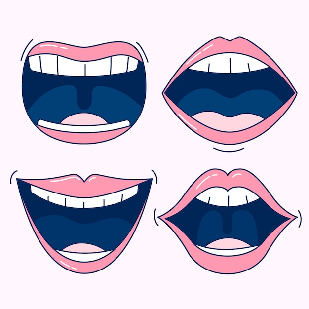 Free vector hand drawn open mouth cartoon illustration