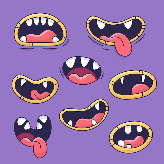 Free vector hand drawn open mouth cartoon illustration